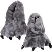 1 para zimowych kapci z łapą dinozaura, unisex, pluszowe kapcie, buty domowe (szare)