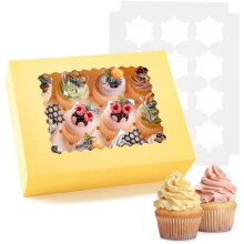 Žlté krabičky na muffiny s priehľadným okienkom, 12 kusov, bezpečné pre potraviny
