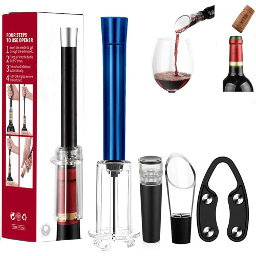 Σετ Wino On the Go 4 σε 1: Αντλία αέρα, κόφτης αλουμινίου, σιφώνι και πώμα κενού – Συμβατό