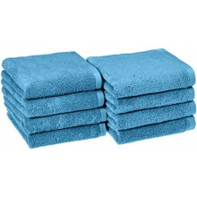 Serviettes de toilette légères à séchage rapide - 100 % coton, lot de 8, 71 x 41 cm, bleu lac