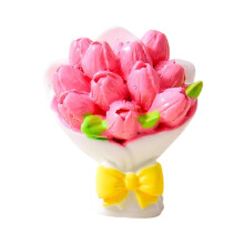 Harpiksblomsterpynt, mini kunstige bukettfigurer til hjemme-/borddekorasjon – 1 stk rosa