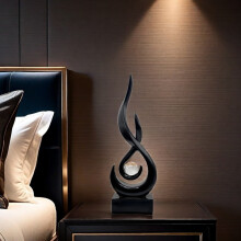 Sculpture abstraite de flamme en résine moderne, objet de collection pour la décoration intérieure, 28,5 cm, style Art déco.