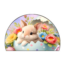 Tapis de Pâques demi-rond 51 x 79 cm, tapis rond doux pour chambre, salon, cuisine, salle de bain, entrée – Non lavable
