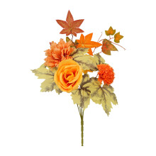 Kunstige høstblomster, solsikkeroser, gresskararrangement, høstdekorasjon til hjemmeborddekorasjon, Thanksgiving-høstdekorasjon, flerfarget