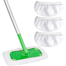 Lot de 3 recharges de serpillière en microfibre blanche réutilisables et lavables pour le nettoyage des sols humides et secs. Compatibles avec la