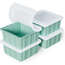 Plateau de congélation en silicone Sparklane pour glaçons de soupe, 2 tasses avec couvercle, préparation des repas, paquet de 4 – Compatible