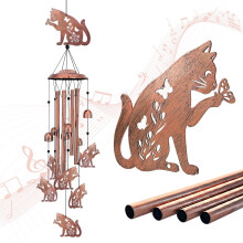 Carillon éolien en métal en forme de chat pour la décoration extérieure du jardin, cadeau de condoléances fait main pour femmes et hommes,