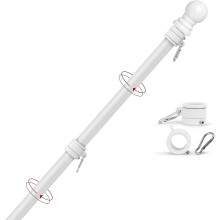 Kit de mât de 1,8 m pour drapeau de 90 x 150 cm, anti-nœuds à 360, en acier inoxydable – Compatible avec les drapeaux américains