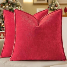 Housses de coussin décoratives printanières en chenille douce 61 x 61 cm, lot de 2, housses de coussin carrées style ferme en velours avec bord