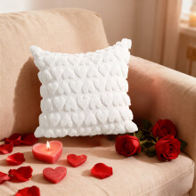 Valentijnskussenhoes, 40x40 cm gewatteerde hartvormige sierkussenhoes, superzachte en knusse decoratie voor bank/bed – geschikt voor standaard