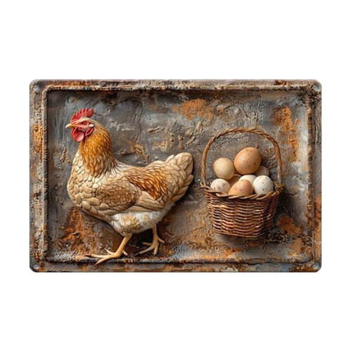 Placa de metal com ovos de galinha da Páscoa (1 unidade) para decoração de parede rústica vintage, 20x30cm (8x12 polegadas), ideal para sala de 1