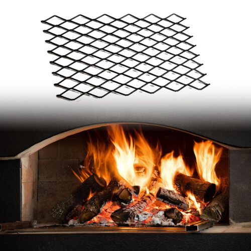 Grille de cheminée en acier avec réceptacle à braises, taille L 1