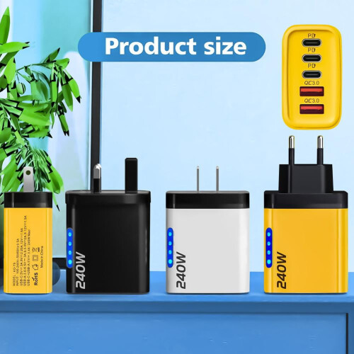USB-C GaN Charger 240W 3PD 2USB 2