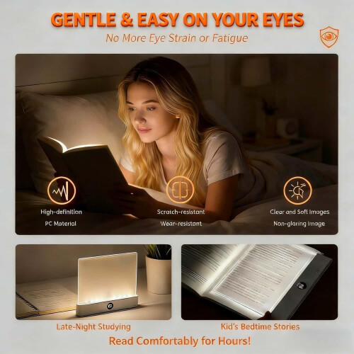 Lampe de lecture LED rechargeable à panneau plat avec 3 couleurs de luminosité 1