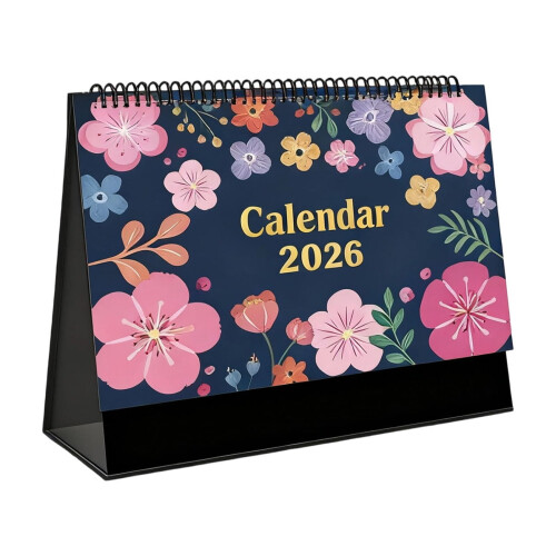Calendário de mesa 2026 com base ornamental, 12 meses 1