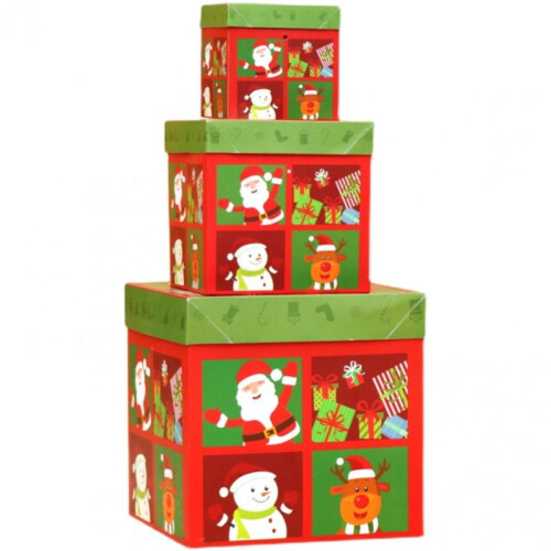 Weihnachtsgeschenkbox-Set, 3-teilig, groß, stapelbar 1