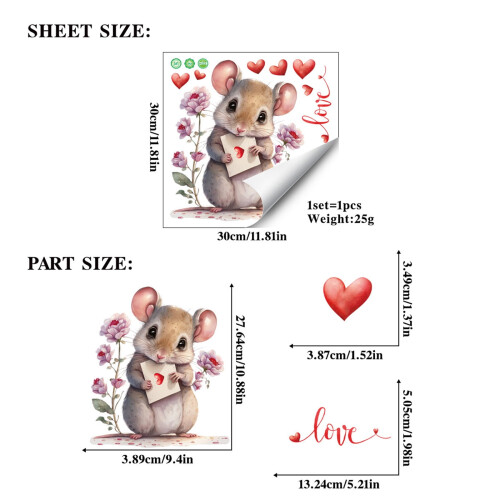 Valentine's Day Electrostatic Window Sticker 30x30cm 2