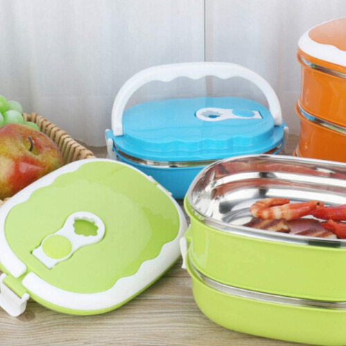 Κουτί Bento από ανοξείδωτο ατσάλι 28oz με μόνωση, στεγανό, 2 τμημάτων, χωρίς BPA, ασφαλές 2