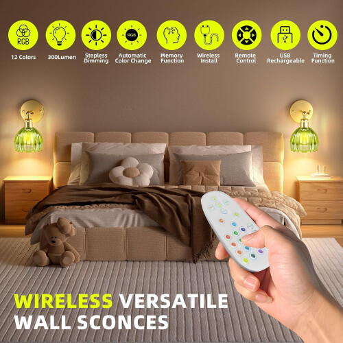 Set de 2 aplice de perete wireless – Magnetice reîncărcabile 1