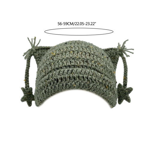 Bonnet à oreilles de chaton rayé au crochet, chaud, 1 pièce 2
