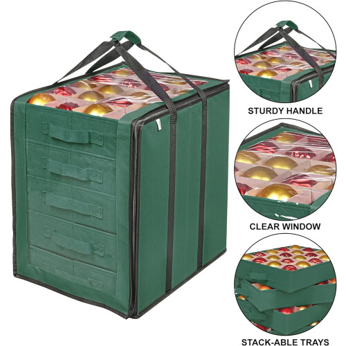 Boîte de rangement pour décorations de Noël avec 5 séparateurs 2