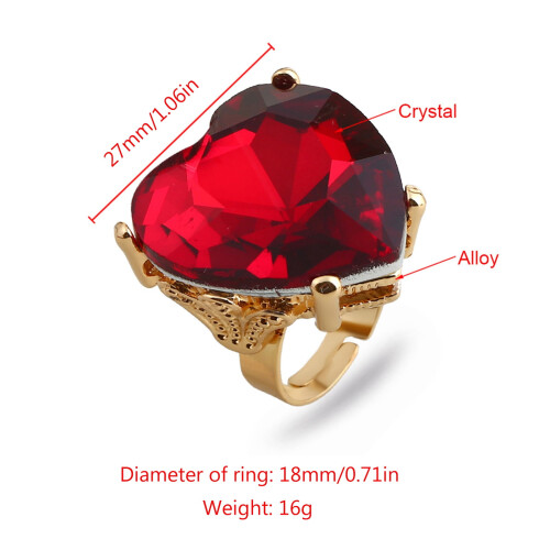 Anillo unisex ajustable de aleación con forma de corazón 2