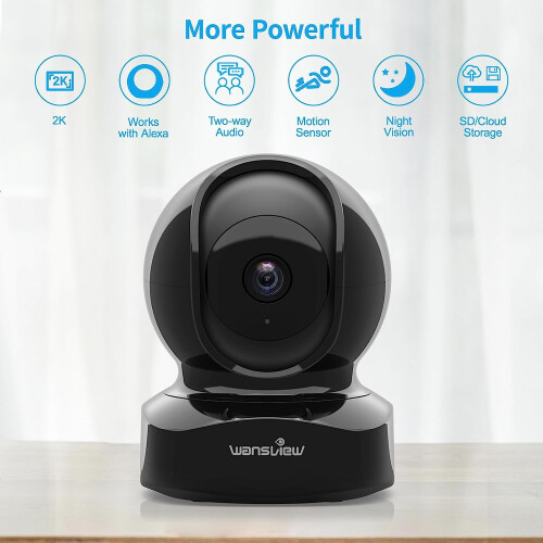 Κάμερα ασφαλείας WiFi 3MP με θέα 360, νυχτερινή όραση, ήχο 2 δρόμων, υποδοχή TF και cloud, 1