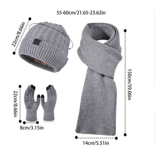 Ensemble bonnet, écharpe et gants tricotés 2