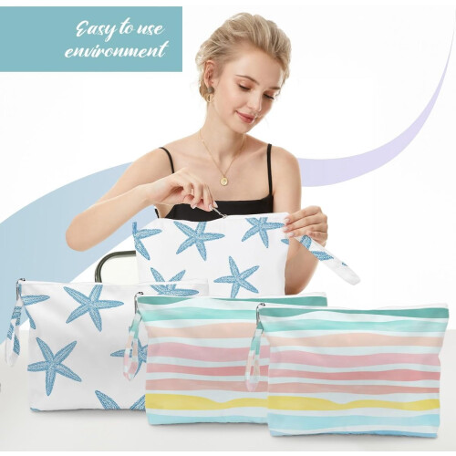 Τσάντες YANTONG4PCS για υγρά/στεγνά ρούχα – Σχεδιασμός με κύματα ουράνιου τόξου για 2
