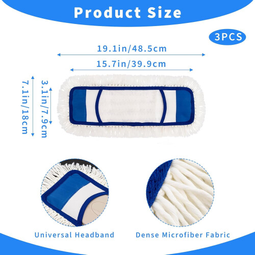 Conjunto de 3 Refis de Esfregão Compatíveis com Eyliden, Refis de Algodão Reutilizáveis e Laváveis para Pisos de Madeira, Laminado e Azulejo. 1