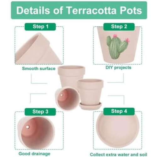 Rosa terrakottakrukor med fat, 12-pack 2