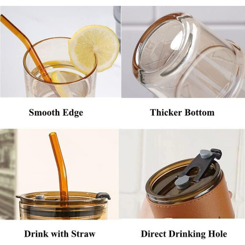 Ποτήρι νερού Tumbler, φλιτζάνια με καλαμάκι και σφραγισμένο καπάκι για καφέ, 1
