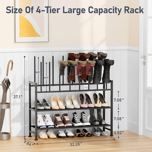 MY Boot Rack, ψηλή μεταλλική βάση αποθήκευσης μπότας 4 επιπέδων, πολλαπλών χρήσεων για 1