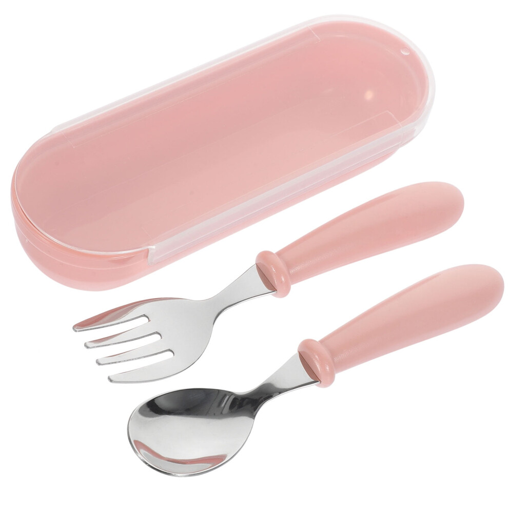 Toddler Utensil Set for Kids, Plastic and Stainless Steel Forks and Spoons, to Use, 1 Set