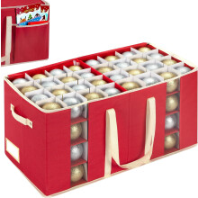 Boîte de rangement rouge pour décorations de Noël avec séparateurs ajustables