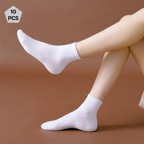 Γυναικείες κάλτσες μέχρι τον αστράγαλο, μαλακές, λευκές, ένα μέγεθος