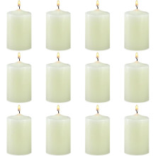 12-Pack 2x3 Ivory Dripless Pillar Candles, Soy, Unscented, Smokeless, Long-Burning, for Home, Dining, Party, Emergency – Compatible with NestE