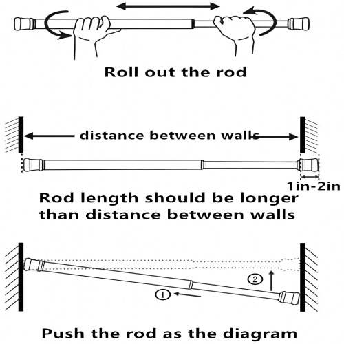 Conjunto de 4 varões de cortina extensíveis com mola, brancos, para armários. Ajuste de 21,6 a 35,4 polegadas. 1