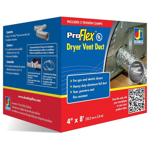 Αγωγός μετάβασης στεγνωτηρίου Proflex 4" x8' UL2158 με 2 σφιγκτήρες 2