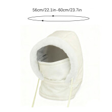 Winter Beanie with Scarf and Mask White Plush-Lined Thermal