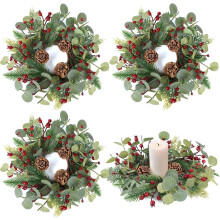 Mini-Kerzenringe aus grünem Buchsbaumholz, 7,6 cm (3 Zoll), 4 Stück