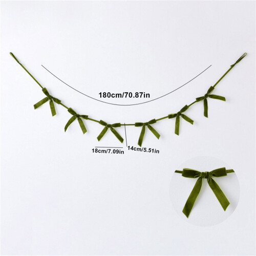 Velvet Bow Garland 70.87in Polyester Multi-Colour