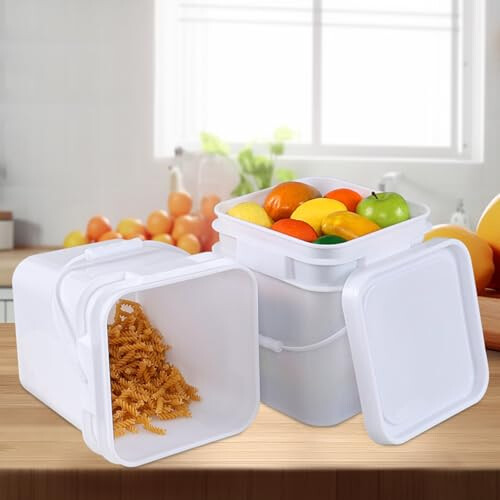 Gloreen 4-Pack 2.9 Gallon τετράγωνος πλαστικός κουβάς με σφραγισμένο καπάκι, μικρός κουβάς 1
