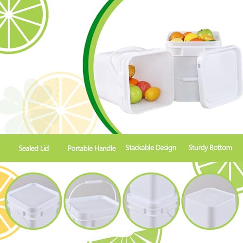 Gloreen 4-Pack 2.9 Gallon τετράγωνος πλαστικός κουβάς με σφραγισμένο καπάκι, μικρός κουβάς 2