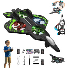 Skyriders RC Jet Spielzeug – 2026 Verbesserter Stunt-Fighter mit 360-Flips, LED-Beleuchtung, Schaumstoff-RC-Flugzeug für Kinder und Erwachsene,