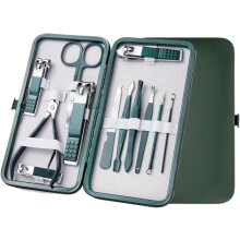 7-18 Pcs Manicure Set Nail Clippers Kit Stainless Steel Care Tools with Leather Travel Case for Man and Women