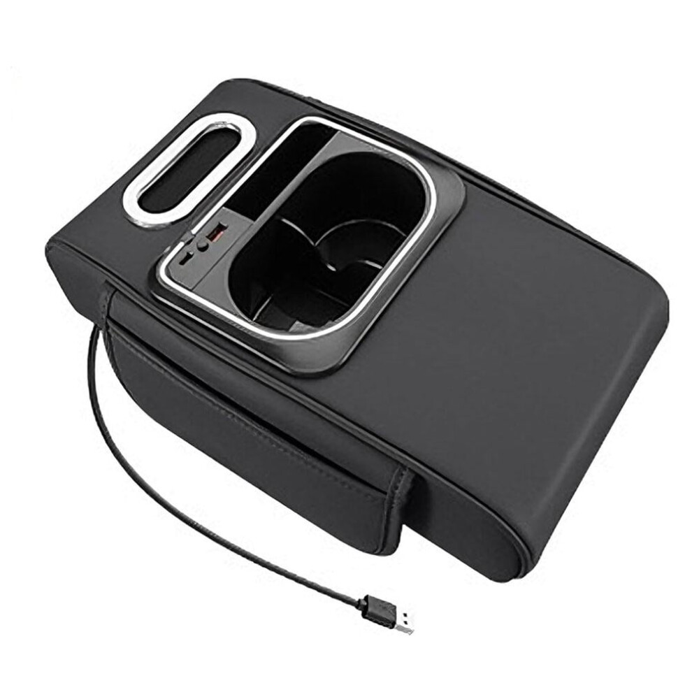 Universal Car Center Console Cover With Usb Port, Cup Holder, Tissue Holder & Ambient Â Compatible With Most Vehicles Light 9422877391790