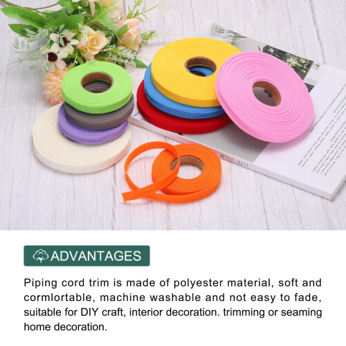 Polyester Enkelt Foldet Skråbånd 1/2" Hvid 10 Yards 2