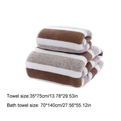 Weiches Korallenfleece-Badetuchset, 2-teilig, Kaffee 2