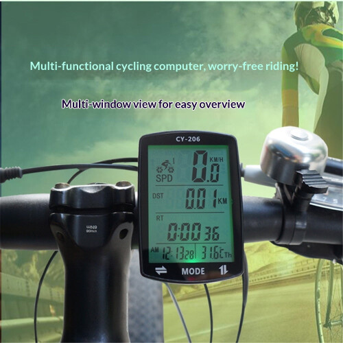 Bike Computer with Speed Sensor, Wireless Odometer, Waterproof LCD, Multi-Functions – Compatible with XXX 2